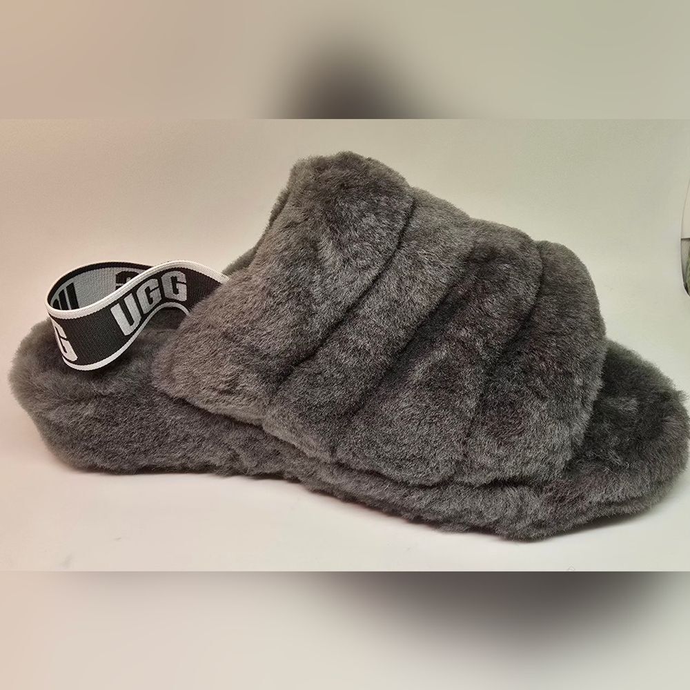 NWT UGG Charcoal Plush Women's Slippers 8 - Picture 2 of 11
